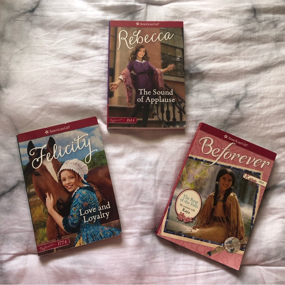 American Girl Beforever Book Lot: Felicity, Rebecca, and Kaya.